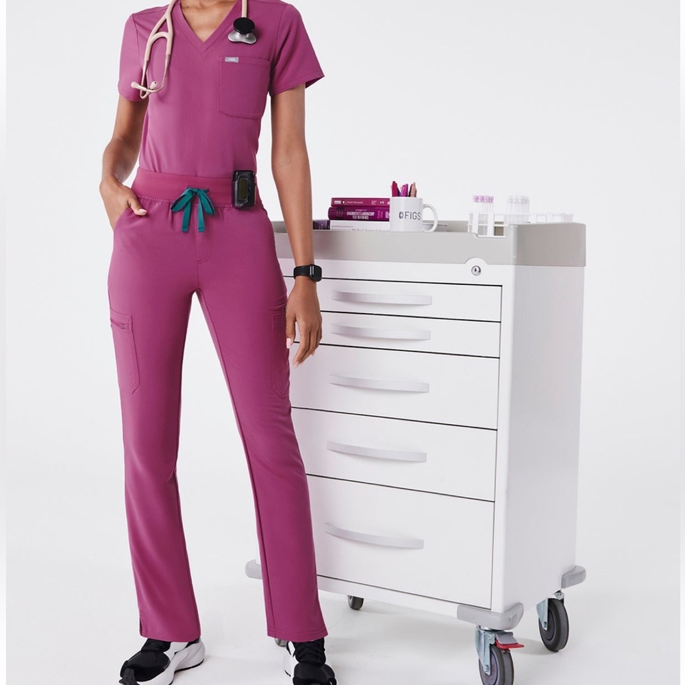 Figs bright fuschia Catarina Scrub Top xl/p yola skinny pant xl/p